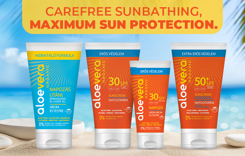 Sunscreens. Take care of your skin with Aloe Vera Organic sunscreen, which you can use regularly to prevent premature ageing.